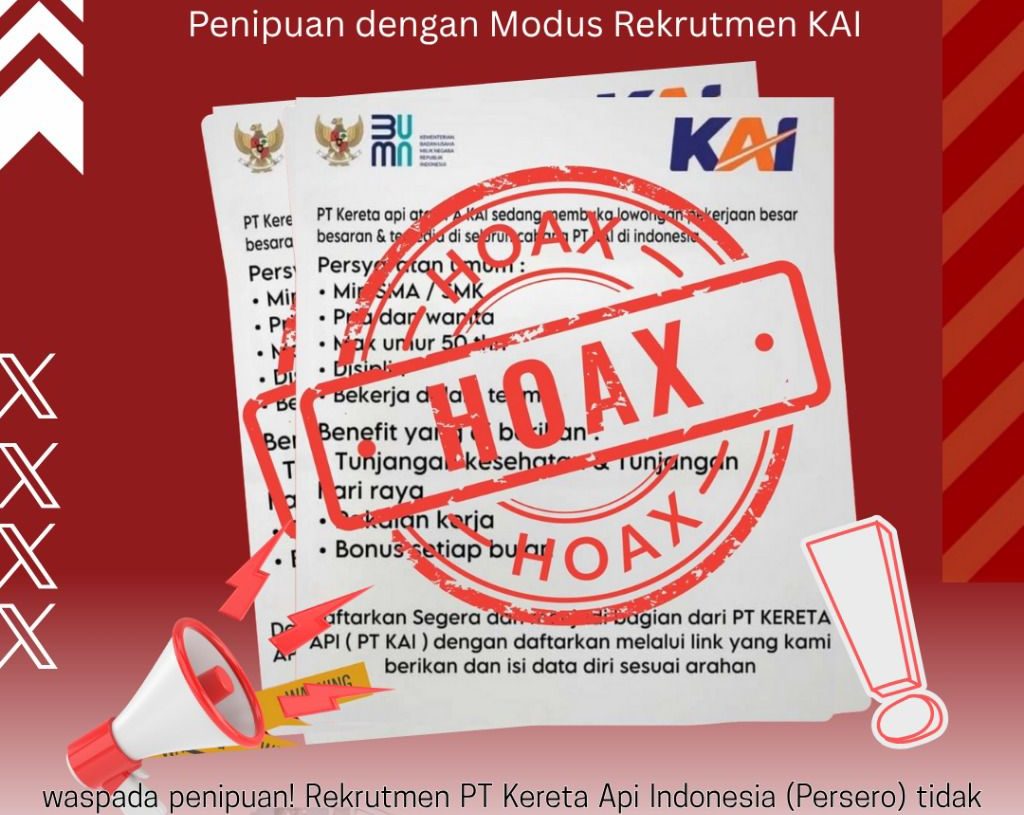 KAI Divre II Sumbar Kembali Imbau Masyarakat Waspada Penipuan Berkedok Rekrutmen